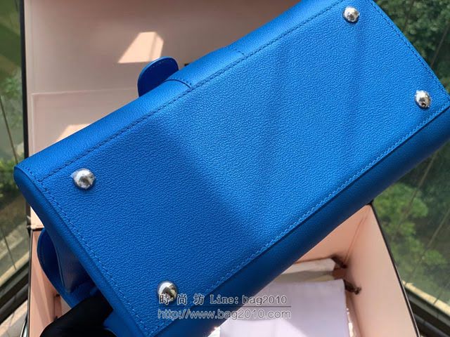 DELVAUX女包 春夏新款 Brillant系列手袋 進口牛皮 德爾沃女手提包 Dv0028 螢光藍 Delvaux單肩斜挎包  fcs1352